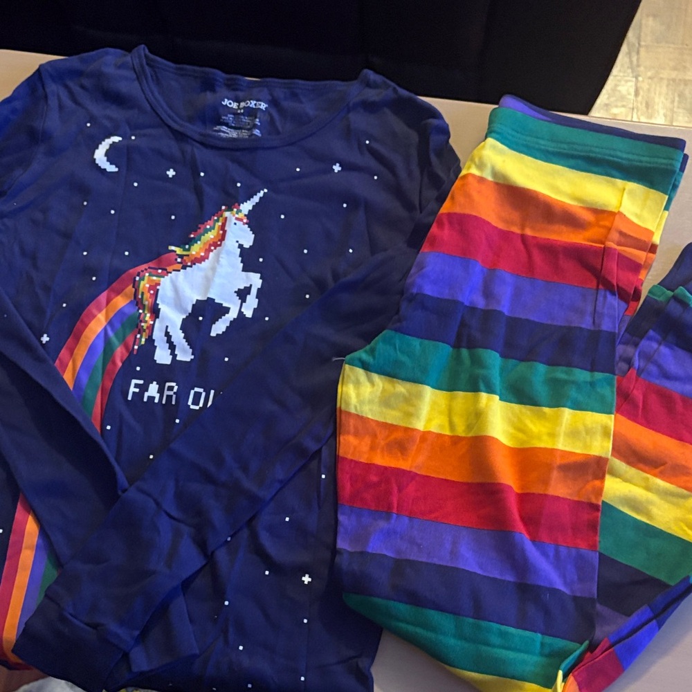 Kids Pajama Set - Navy and Rainbow